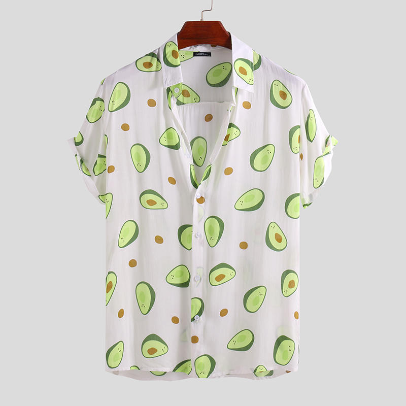 White T-Shirt Avocado Print Beach Shirt | Tibagi Thrive & Explore | T-Shirt