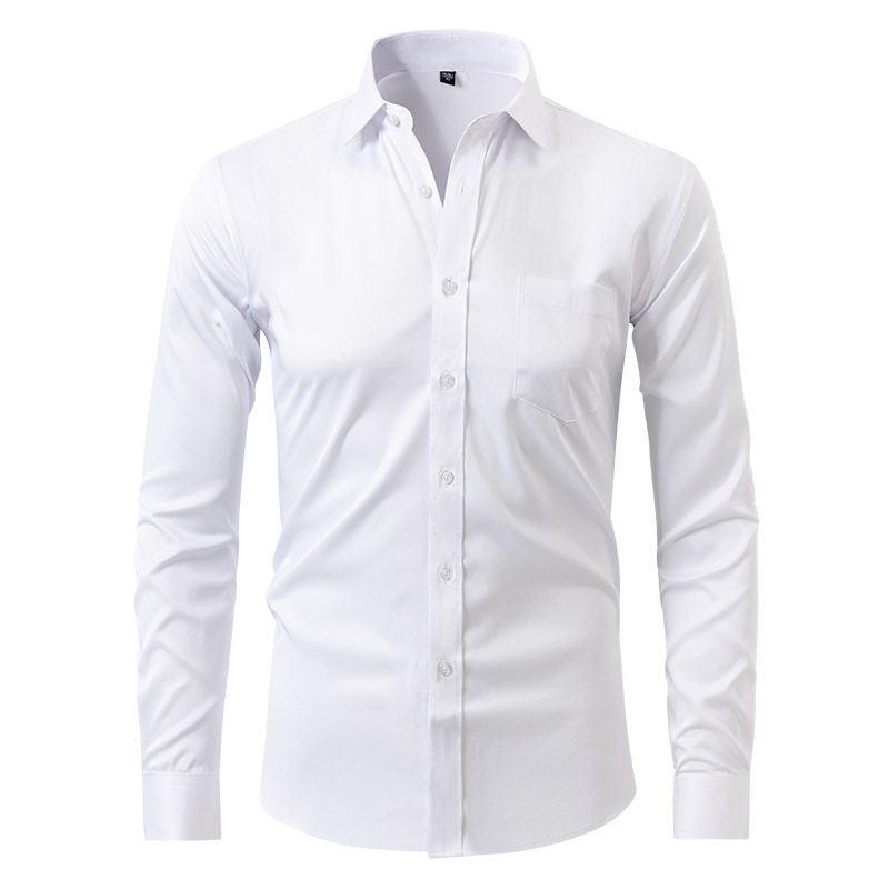 White with button and pocket Tibagi Breathable High Elasticity Anti-Wrinkle Shirt