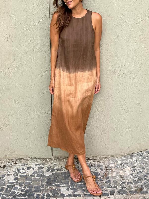 Diana Comfy Casual Long Dress with Tie-Dye Print