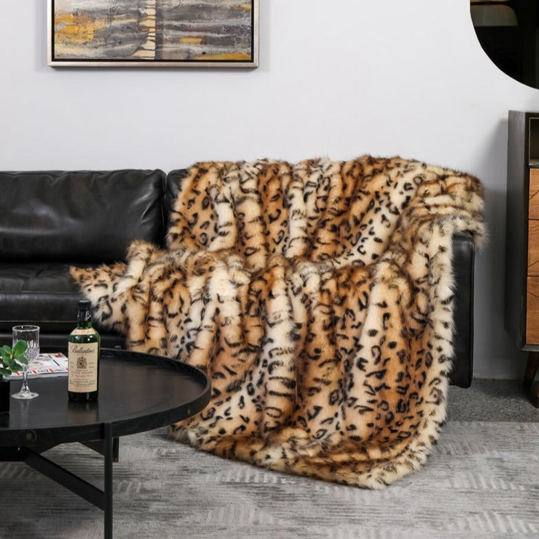 Lea Leopard Faux-Fur Blanket Throw Tibagi 